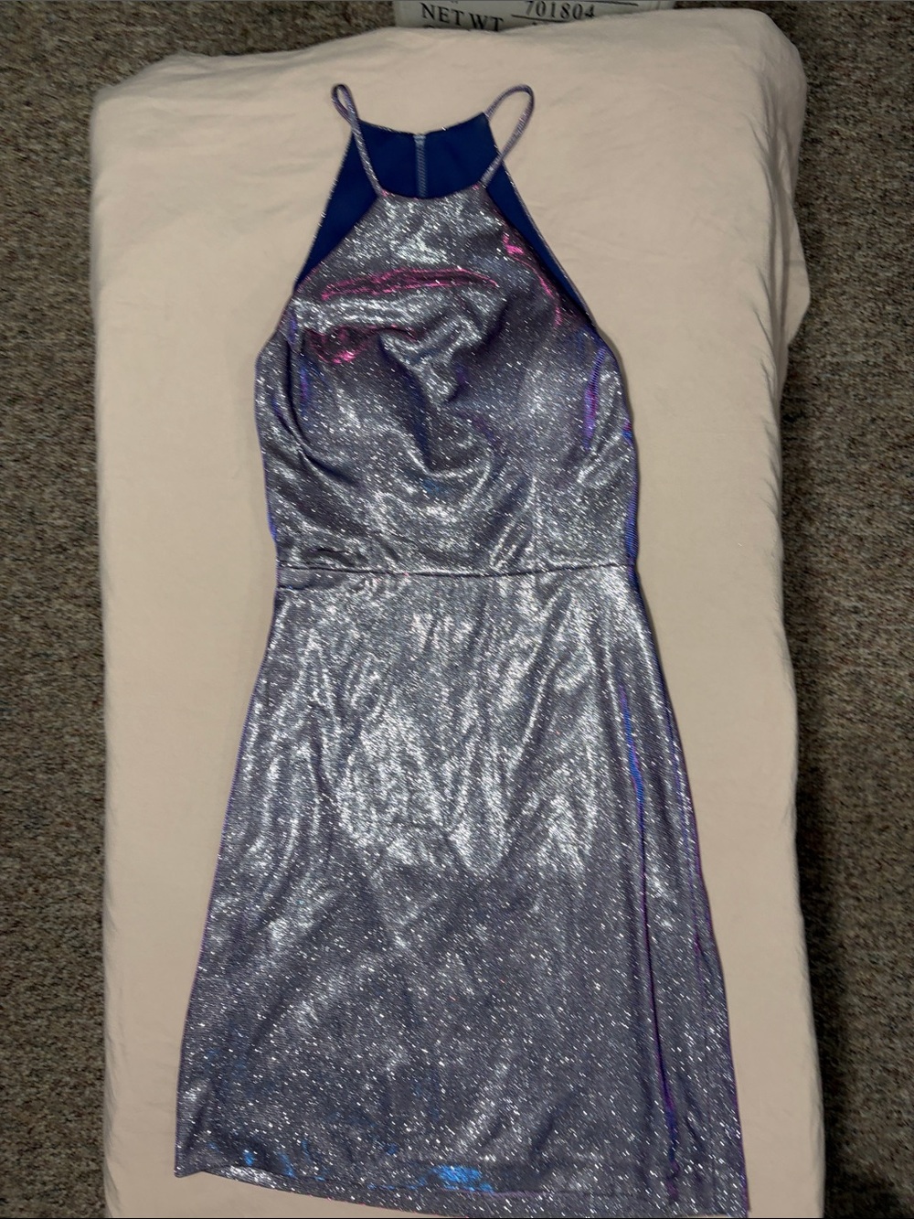 Iridescent Silver and purple Midi Dress